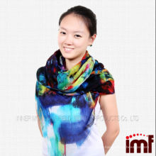 Finest worsted wool shawl dark color fresh floral printed scarf